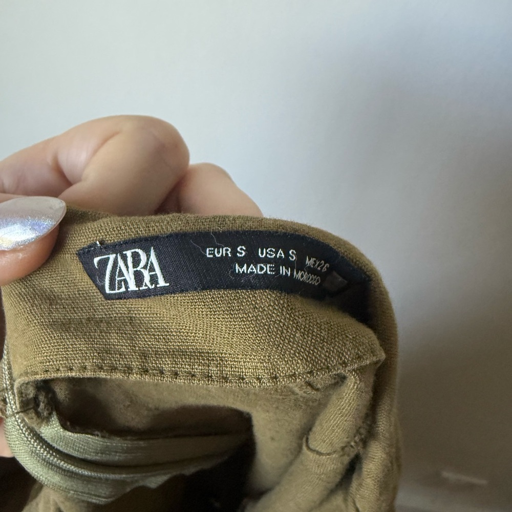 Zara Khaki Green Button-Front Side Slit Maxi Skirt S - Picture 5 of 5